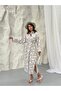 Floral Jacquard Buttoned Belted Shirt Dress 9116 - Plum - 6