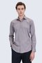 Gray Slim Fit Open Italian Collar 100% Cotton Long Sleeve Sports Shirt - 3