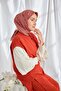 Twill Silk Scarf Geometric Pattern Red