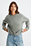 Maija Women's Crew Neck Oversize Fit Basic Light Khaki Sweatshirt with Fleece Inside - 3