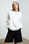 Karius women's organic cotton oversize round neck white sweatshirt with fleece lining