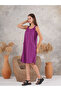 Women's Sleeveless Cotton Dress with Pockets, Plum - 2