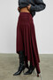 Junkit Women's Soft and Flexible Fabric Asymmetrical Long Gathered Burgundy Skirt - 6