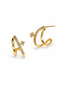 Women's Gold Zircon Stone Hoop Earrings - 3