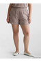 Lcwaikiki Basic Brown Elastic Waist Plaid Women's Shorts - 2