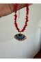 Handmade Broken Chain Eye Part Porcelain Fully Design Red Color Necklace - 5