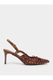 Brown Polka Dot Slingback High Heels