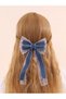 Girls Dark Blue Denim Lace Details Bow Hair Clip
