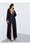 Black Contrast Collar Embellished Sleeves Abaya - 3