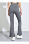 Charcoal Contour Stitch Detail Flared Leggings - 4