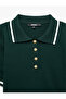 Striped Contrast Short Sleeve Buttoned Polo Collar Knit Sweater - 7