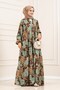 Esin Half Button Robe Dress-Brown - 2