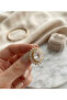 Brass Gold Color Big Zircon Stone Earrings - 3