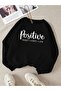 Unisex Positive Printed Crew Neck Sweatshirt - 2