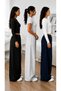 Opportunity Product 3-Pack Women's Black Gray Navy Blue High Waist Trendy Wide Leg Sweatpants - 3