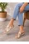 Women's Silvery Double-Strapped Adjustable Buckle Comfort Sole Slippers - 3