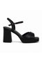 Alpelli Women's Livia Black Satin Platform Heeled Shoes