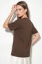 Women's Gold Printed Oversize T-Shirt with Chain and Scarf Detail, Bitter Brown - 5