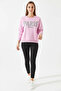 Women's Paris Printed Three Thread Ribbed Candy Pink Sweatshirt - 3