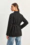Women's Pocket Detailed Belted Suede Black Jacket - 8
