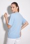 Women's Padded Shoulder Detailed Knot Short Sleeve t Shirt Baby Blue - 4