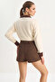 Women's Kaşe Mini Bitter Brown Skirt - 6