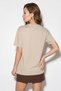 Women's Gilded Printed Oversize T-Shirt with Chain and Scarf Detail Beige - 5