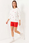 Women's Heart Embroidered Ecru Sweatshirt - 6