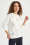 Women's Crew Neck Yusufcuk Stone Embroidered Relaxed White Sweatshirt - 4