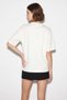 Women's Embroidered Text Embroidered Boat Neck t Shirt Cream - 5