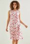 Women's Ruffled Floral Viscose Fuchsia Dress - 4