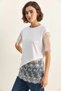 Women's Crew Neck Lace Trim Asymmetrical Cut Relaxed Fit t Shirt White - 2