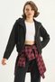 Women's Hooded Zippered Pocket Detailed Lined Suede Black Jacket - 4