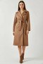 Women's Double-Breasted Collar Belted Cashmere Mink Coat with Pocket Detail - 7