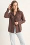 Women's Padded Cross-Collar Detailed Asymmetrical Wide Cuff Modal Bitter Brown Shirt - 6