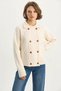 Women's Shirt Collar Double Breasted Closure Hair Knit Soft Textured Cream Cardigan - 5