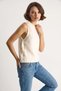 Women's Stone Embroidered Knitwear Ecru Blouse - 6