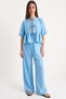 Women's Tie-Detail Short Sleeve Baby Blue Blouse and Pants Set