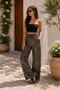 All-Day Elegance – Women's High-Waisted Sequined Palazzo Pants