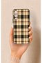 Tecno Pova Neo 4 Compatible Cream Plaid Patterned Silicone Case