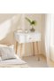 Modern White Side Table with Natural Wood Legs, 40 x 30 x 55 cm, Functional Bedside Nightstand with Drawer, Compact Storage Cabinet for Bedroom, Guest Room, Living Room, Office and Home