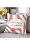 Red Striped Bow Framed Text Printed Decorative Throw Pillow Cover 43X43 cm - 6