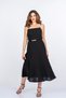 Women's Summer Black Adjustable Strap Dress with Gipeli Detail on the Back 50418 - 2