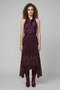 Women's Asymmetrical Cut Lined Lycra Lace Eggplant Skirt - 3