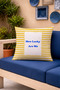 How Lucky Are We Yellow Striped Framed Decorative Throw Pillow Cover 43X43 cm - 5