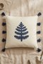 Buldan Handmade Tree Motif Embossed Punch Embroidered Tasseled Cotton Decorative Throw Pillow Cover 42X42 cm - 2