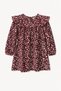 Girl's Floral Patterned Flounce Dress Burgundy - 2