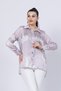 Women's Summer Lilac Floral Patterned Striped Long Shirt 70020 - 3