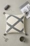 Colorful Geometric Cross Line Pattern Embossed Punch Embroidered Tasseled Cotton Decorative Throw Pillow Cover 42X42 cm - 3