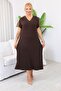 Plus Size Dress with Floral Embroidery on the Sleeves - 3